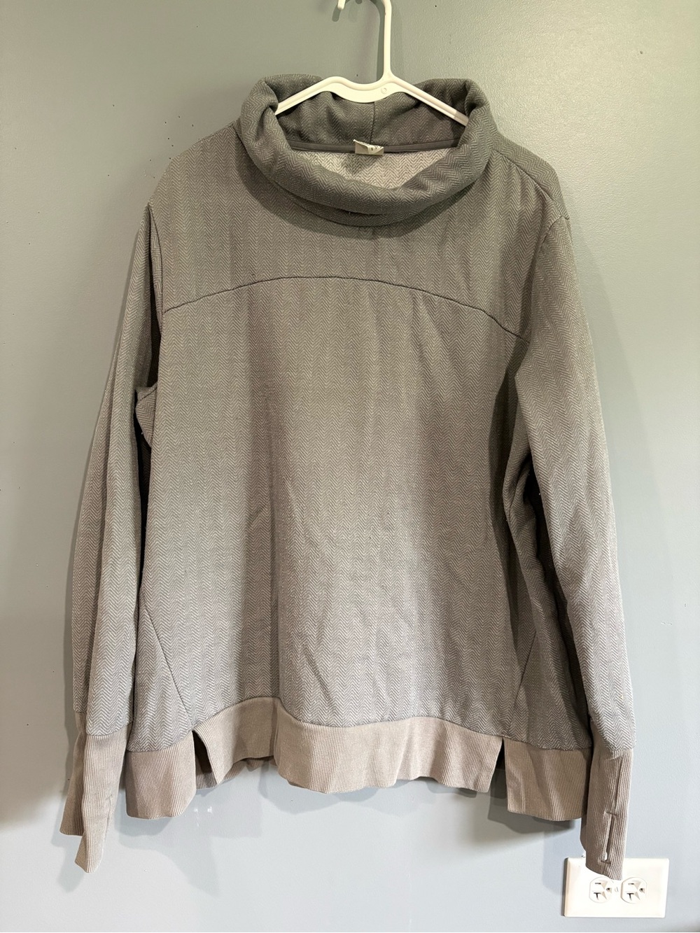 Avia Gray Herringbone Cowl Neck Sweatshirt XL 16-18